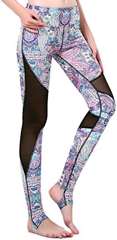 Stirrup Yoga Pants Graphic Print Active Comfy Gym Workout Tights Leggings, Hot Pink, XX-Large