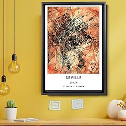 Seville Map Poster, Spain Map Art Poster, Map Decor