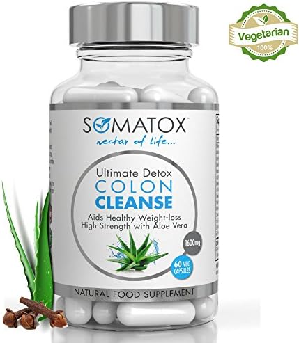 SOMATOX COLON CLEANSE - Ultimate Detox - Appetite Suppressant With Aloe Vera • Slimming Diet Pills • Natural Weight Loss • Detox ★ Max Strength 1600mg / 60 Veg Caps ★ Made In UK (FREE eBOOK)