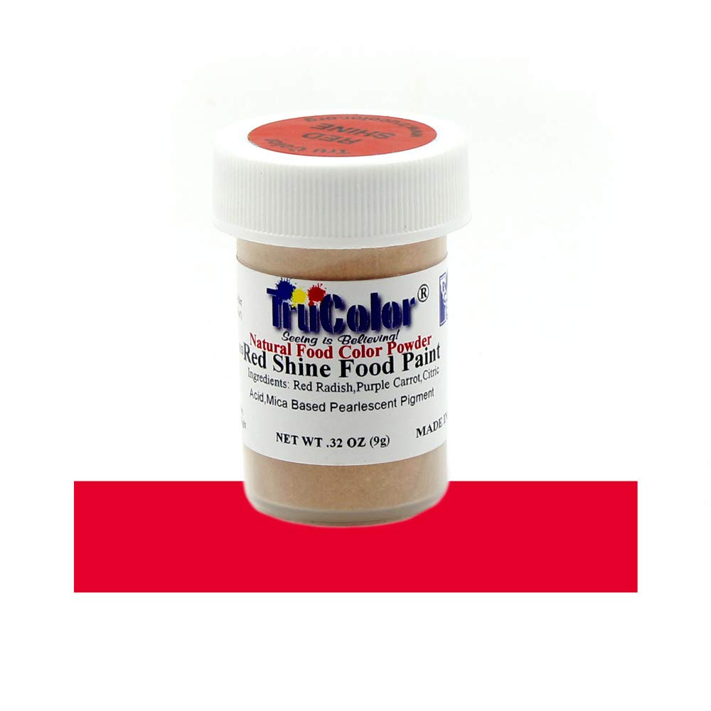 TruColor Red Shine Natural Food-Coloring Powder Paint, 9 Grams