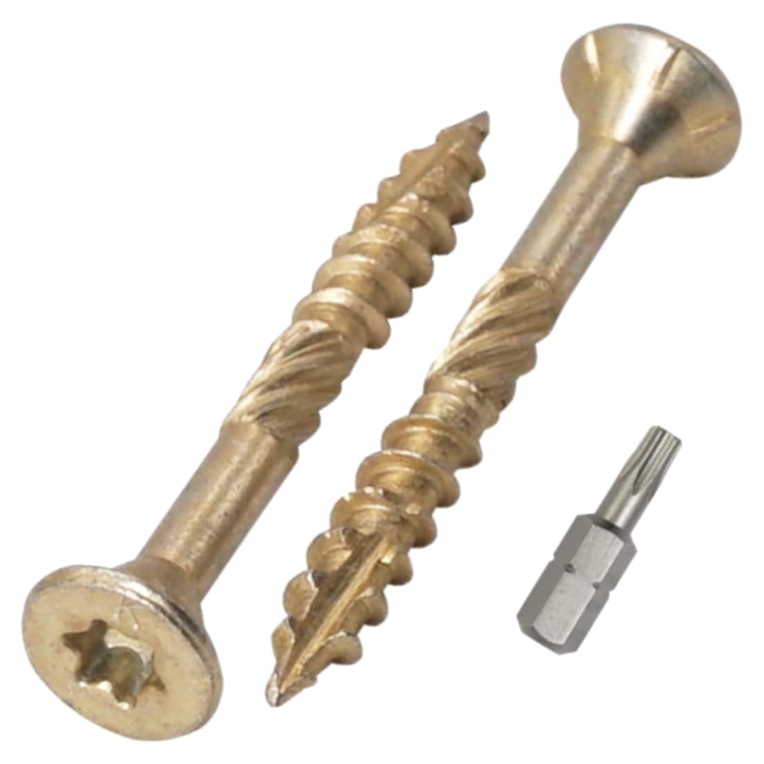 SKIR'CO (Pack of 100 pcs) Universal Zinc Plated Steel 4.0 x 30 mm Yellow Wood Screws, Countersunk Head, Torx Head, Type 17, Chipboard Screws (100, 4.0 x 30 mm)