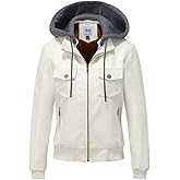 KVE Women's Faux Leather Jacket Waterproof Motorcycle Bomber Jacket Vintage PU Moto Biker Coat