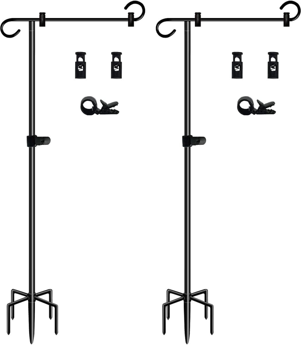 Flagpole Hardware - Ardier 50-inch Outdoor Garden Flag Stand, Extra Tall Yard Flag Holder for Outside 12x18 Home Patio Decor, 2-Pack