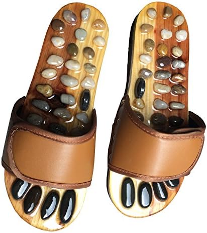 JOINTUP Men`s Thiatsu Massage Slippers in Natural Stone for Foot Plantar Acupoints Tens Reflexology Therapy for Health Care (US7.5, Coffee)