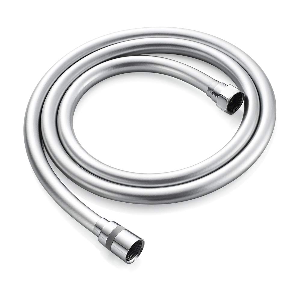 GRIFEMA Smooth Shower Hose 2m / 79 Inch – Flexible PVC Shower Hose, Anti-Kink & Leakproof, Universal G1/2" Fit, Durable Replacement Hose with Brass Connectors & Washers - Silver