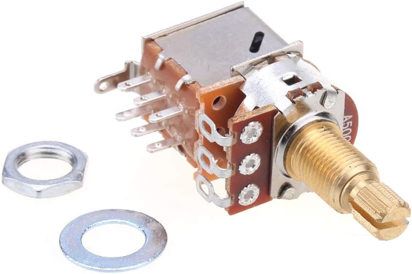 Musiclily Pro Brass Full Metric Size A500K Push/Pull Guitar Potentiometer Split Shaft Control Pots Audio Taper for Electric Guitar Bass(Set of 2) - Image 4