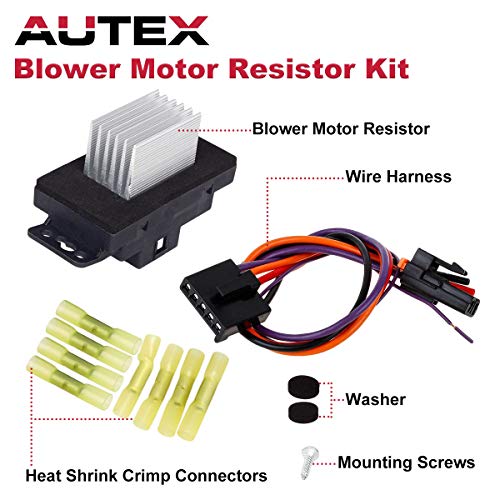 PartsSquare HVAC Blower Motor Resistor With Harness 15850268 22754990 RU359 Replacement for Chevy Silverado Tahoe Suburban Impala,GMC Sierra Yukon,Buick Rainier Century Blower Resistor & Wire Pigtail