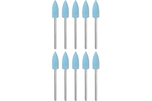HARFINGTON 10pcs Rubber Polishing Bit Silicone Buffing Wheels 600 Grit 6mm Dia Mounted Grinding Head for Electric Grinder Rotary Tool, Tapered Shape