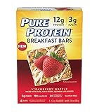 Pure Protein Breakfast Bar, Strawberry Waffle, 4 Count Multipack, Gluten Free Soft and Chewy Cereal Bar with Oats, Quinoa, & Chia Seeds, Excellent Source of Fiber and Protein
