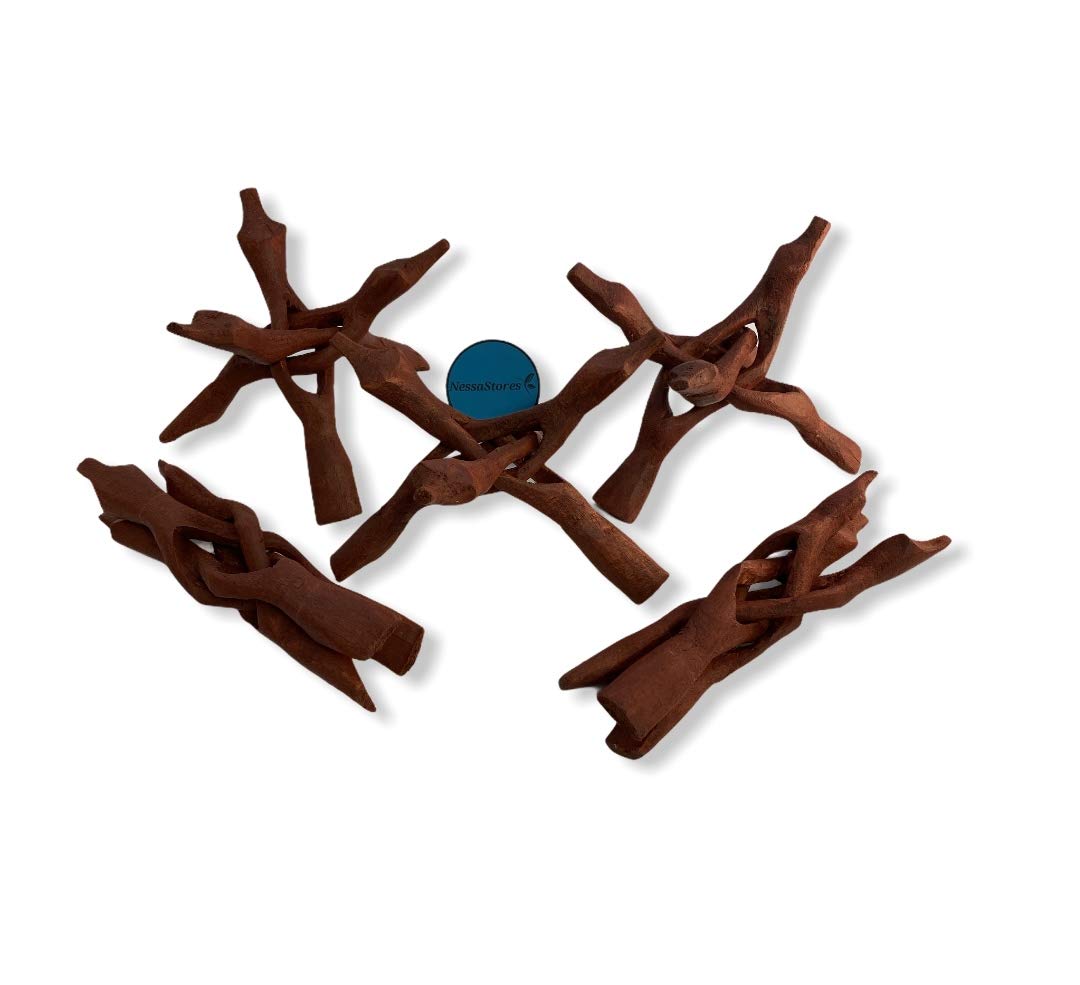 NESSASTORES - Carved Tripod Wood Stand Holder 8" #JC-047 (2 pcs)