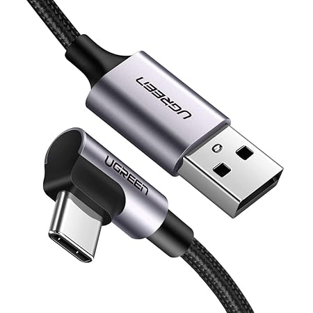 UGREEN USB C Ladekabel 90 Grad Winkel USB Type C Kabel Nylon Stecker USB C auf A Kabel kompatibel mit Samsung S10, S9, S8, No