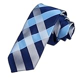 Dan Smith Blue Gingham Thin Neck Tie For Wedding