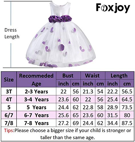 Girls Tutu Bow Dress Petals Princess Flower Dress with 3D Roses for Birthday Wedding Party (5, Purple) - Thumbnail 6