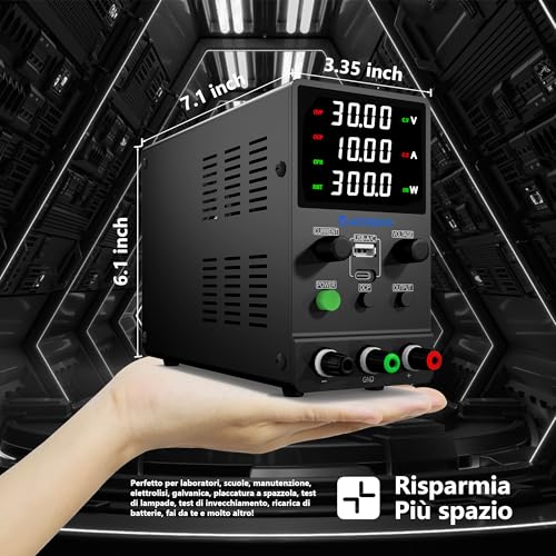 Variable DC Power Supply, 0-30V 0-10A Switching Adjustable Bench Power Supply with 20W USB and Type-C Fast Charging, Encoder Knob, Output Switch, 4 Digit LED Display SPS-3010M