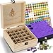Essential Oil Box Organizer (Holds 25) - Stores Roller Ball Bottles & Other Oils Up To 15mL. Best Starter Wood Storage Case. Thick Foam Insert Secures Oils During Transit. Free EO Labels