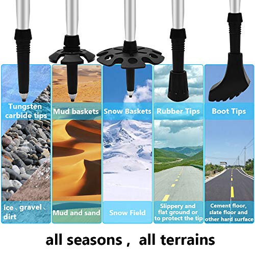 Ylife Trekking Poles, 2 Pack Foldable Hiking Sticks, Strong Lightweight Aluminum 7075, Adjustable Quick Flip-Lock, Perfect for Hiking, Walking, Backpacking and Snowshoeing (Blue)