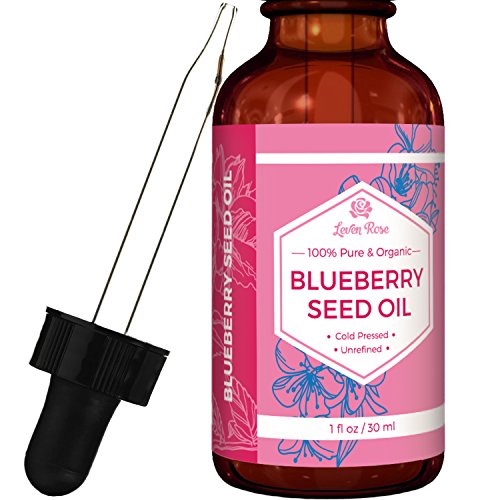 Blueberry Seed Oil by Leven Rose - 100% Organic, Pure, Cold-Pressed and Natural for Hair and Anti-Aging Antioxidant Facial Skin Moisturizing Oil for Dry Skin - 1 oz