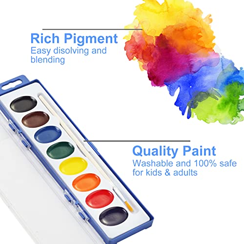 Keebor 8Color Watercolor Paint Set, 36 Pack Water Colors for Kids