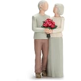 Hensonever Loving Elderly Couple Figurines, Wedding Anniversary Statues for Home Decoration, Sculpted Hand-Painted Figures Gifts to Parents Grandparents