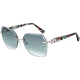 ZENOTTIC Oversized Rimless Sunglasses for Women Geometric Diamond Cutting Gradient Lens UV Protection Fashion Shades Trendy