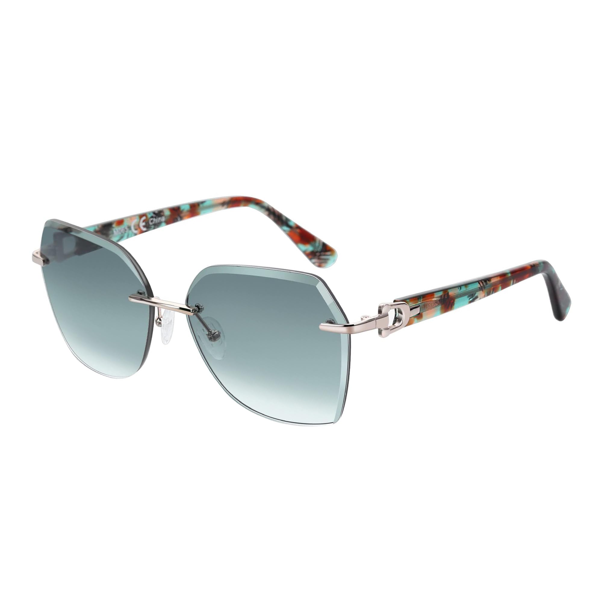 Photo 1 of ZENOTTIC Oversized Rimless Sunglasses for Women Trendy Geometric Diamond Cutting Gradient Lens UV Protection Fashion Shades (Green)