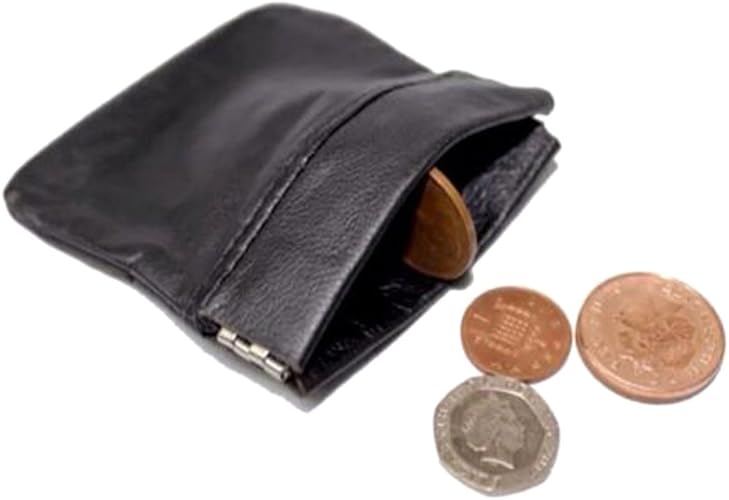 Mens Ladies Black Real Leather Coin Pouch Purse Wallet Amazon.co.uk
