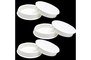BOPOREAE 2 In/50 mm Plastic Plugs for Round Holes, White Screw Hole Cover Flush Type Snap in Locking Fastener Covers Caps for Sheet Metal Panels Tube Kitchen Cabinet Furniture Door, 6PCS