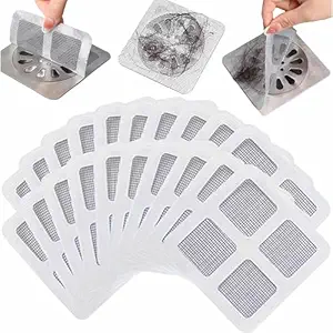 Azaria 10 Pcs Disposable Bathroom Drain Cover Shower Mesh Sticker Catcher Drain Cover for Bathroom, Kitchen Sink Strainer, Sink Drainer Kitchen Essentials and Kitchen Accessories Items Mesh Strainer