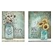 Two 12x16 Wall Art Prints Ball Mason Jars Sunflowers Poppies