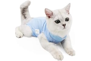 Kodervo Cat Surgical Recovery Suit Professional for Male Female Cats Abdominal Wounds Cone E-Collar Alternative, Anti-Licking or Skin Diseases Pet Surgical Recovery Suit, Soft Fabric Onesies for Cats