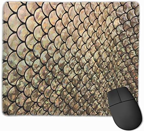 ManSanTuBaZhu Gold Mermaid Scales Pattern Non-Skid Personalized Designs Gaming Mouse Pad Black Cloth Rectangle Mousepad Art Natural Rubber Mouse Mat with Stitched Edges 9.811.8 Inch