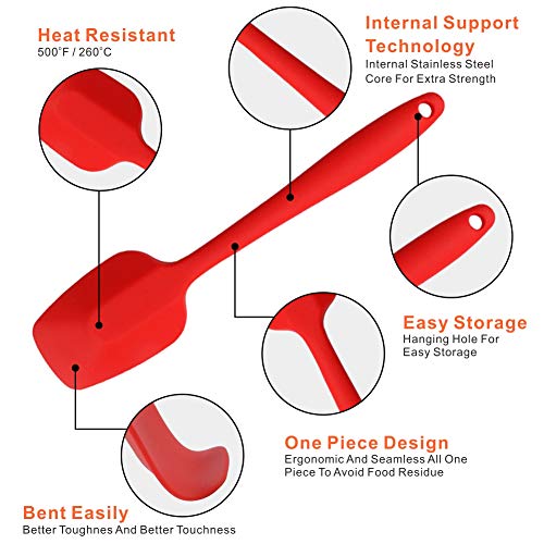 Silicone Spatulas,Heat Resistant Non-Stick Flexible Rubber Scrapers Bakeware Tool Essential Cooking Gadget (10.6" x 2.5" x 4 Pack)
