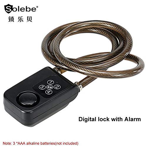 Solebe Password Lock Bike/Motorcycle/Gate Door Digital Lock with Anti Theft Alarm 110dB(Black 31.5 Inch)