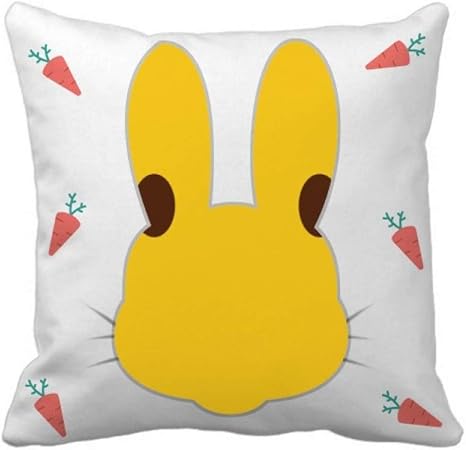 Amazon 黄色のかわいい素敵なオンラインチャット絵文字イラストパターン ウサギの枕カバーを放り投げてスクエア 50cm X 50cm 抱き枕 オンライン通販
