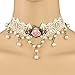 Choker Necklace SUMAJU Lace Necklace Pendant Collar Chain Elegant Fabric Handmade Flower Faux Pearl White