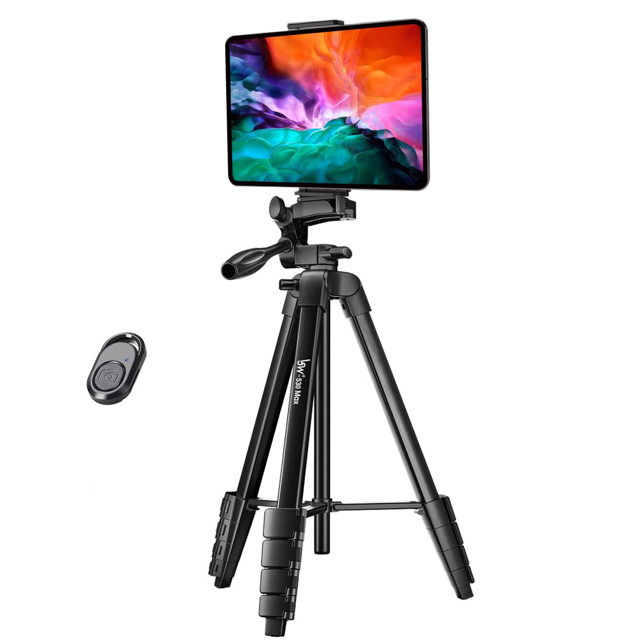 iPad pro Tripod, Lusweimi 60-Inch Camera Tripod for iPhone Compatible with Tablet/iPad Pro 12.9 inch/Webcam/Video Camera, iPad Pro Tripod Stand with Wireless Remote & Bag for Vlog/Video/Photography