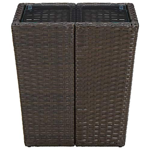 vidaXL Beistelltisch Gartentisch Balkontisch Tisch Gartenmöbel Kaffeetisch Loungetisch Couchtisch Braun 41,5x41,5x44cm Poly Rattan Hartglas – Bild 5