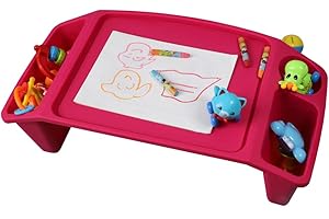 Basicwise QI003253P Kids Lap Desk Tray, Portable Activity Table, Pink