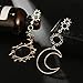 MINGHUA Women Fashion Boho Asymmetrical Hollow Star Sun Moon Drop Dangle Earring Jewelry