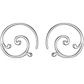 RMREWY Wave 925 Sterling Silver Pull Through Hoop Earrings for Women