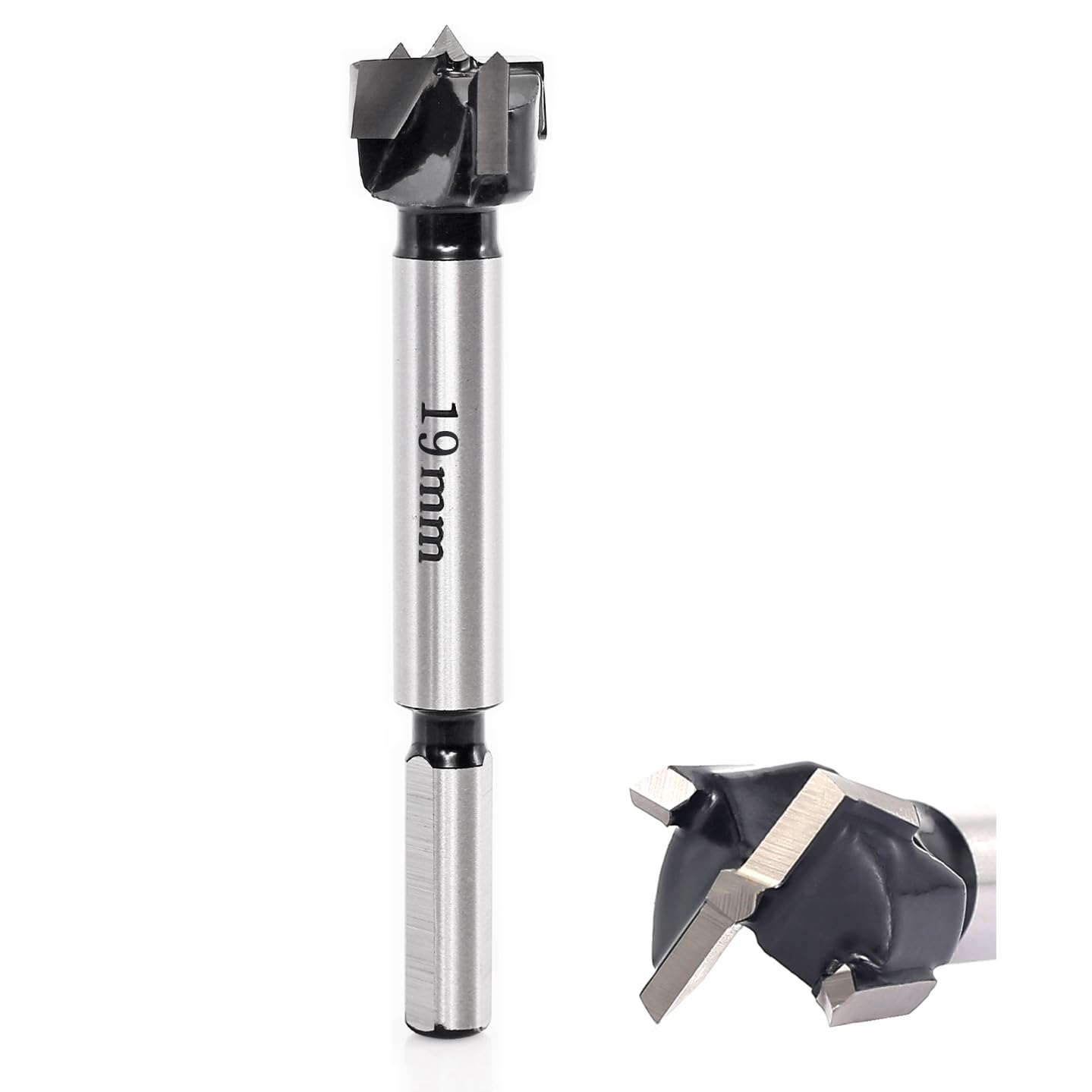 Akylin Forstner Drill Bit 19mm - Carbide Tipped Forstner Bit - Hex Shank Wood Hinge Drilling Hole Saw Cutter, for Auger Opener, Drilling Boring Bit