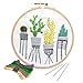 Unime Full Range of Embroidery Starter Kit with Pattern, Cross Stitch Kit Including Embroidery Cloth with Color Pattern, Bamboo Embroidery Hoop, Color Threads, and Tools Kit (Cactus)