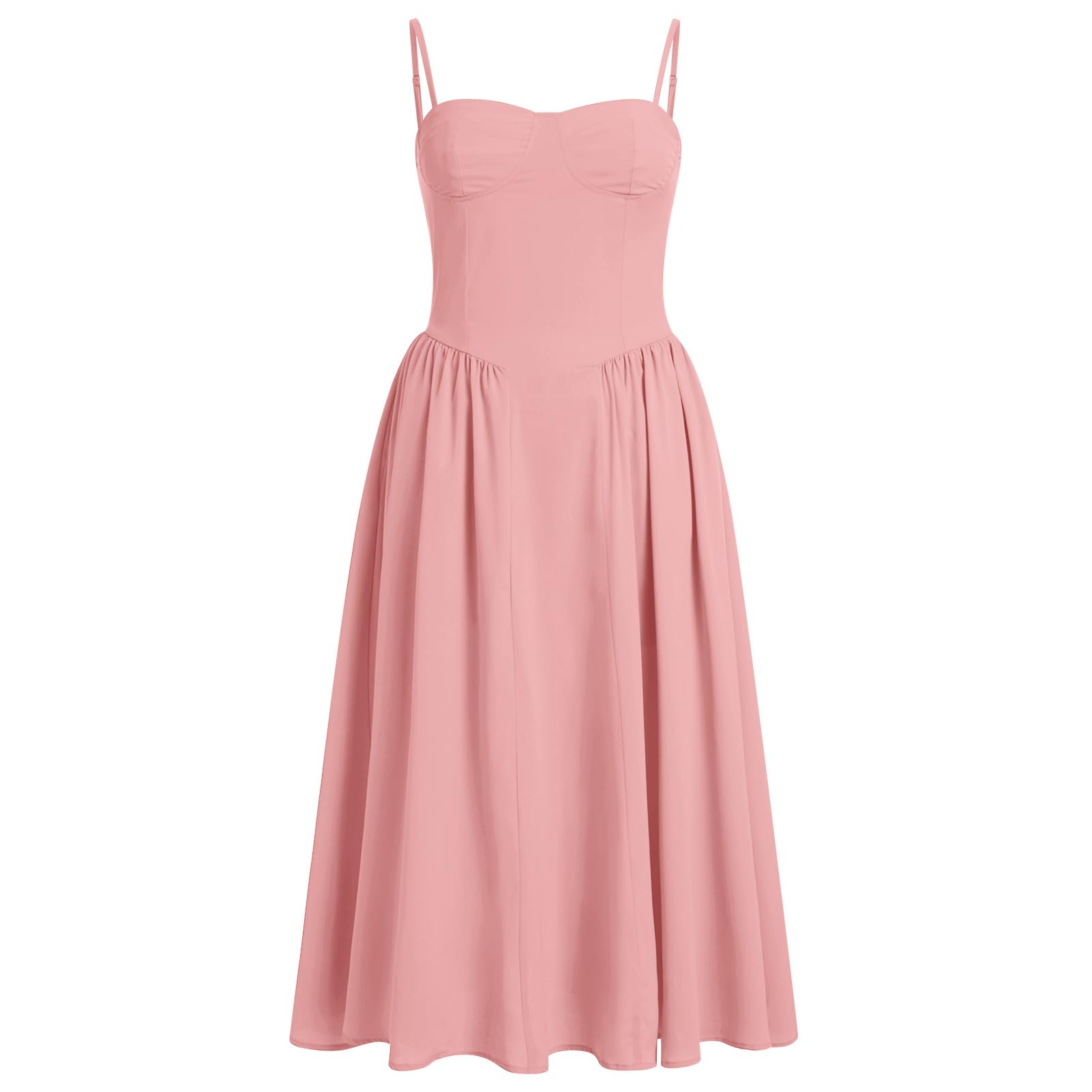 Women's Summer Floral Corset Dress - Spaghetti Straps, Backless, With Pockets, Boho Midi Dress - View #5