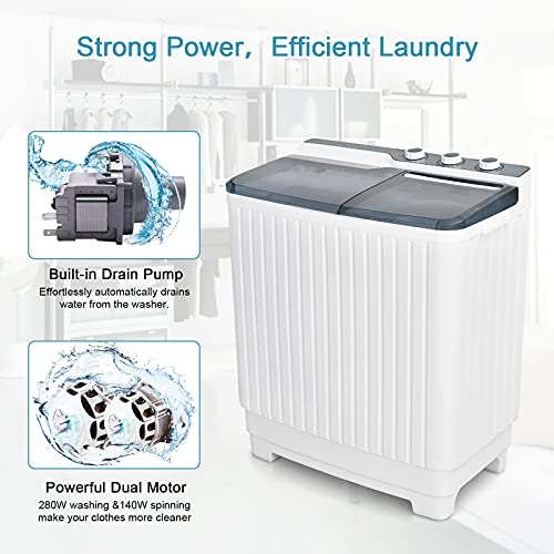 Giantex Portable Washing Machine SemiAutomatic, Twin Tub Washer and Dryer Combo, 28.5lbs (20lbs