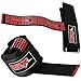 Weight Lifting Bar Straps With Wrist Support Wraps In Various Colours (Black/Red)