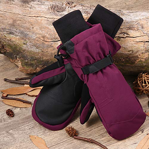 Andake Ski Mittens Gloves Women 90% Down Mittens Cold Weather Waterproof Winter Snow Gloves for Skiing Snowboarding Red S/M