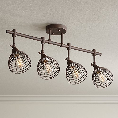 Pro Track 30"W Metal Grid Bronze 4-Light Track Fixture
