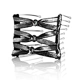 HairZing Boho Artisan Glass Wide Eyelet, Perfect for Easy Ponytails, UpDos and Twists, Black, Medium