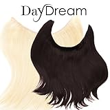 Halo style Hair Extensions - DayDream Hair by Hidden Crown on a wire - 100% Human Remy Couture Hair - No Clips, No Glue, No Damage! 100 grams (14-16 inches, m - #2412 Golden Beige Blonde Mix)