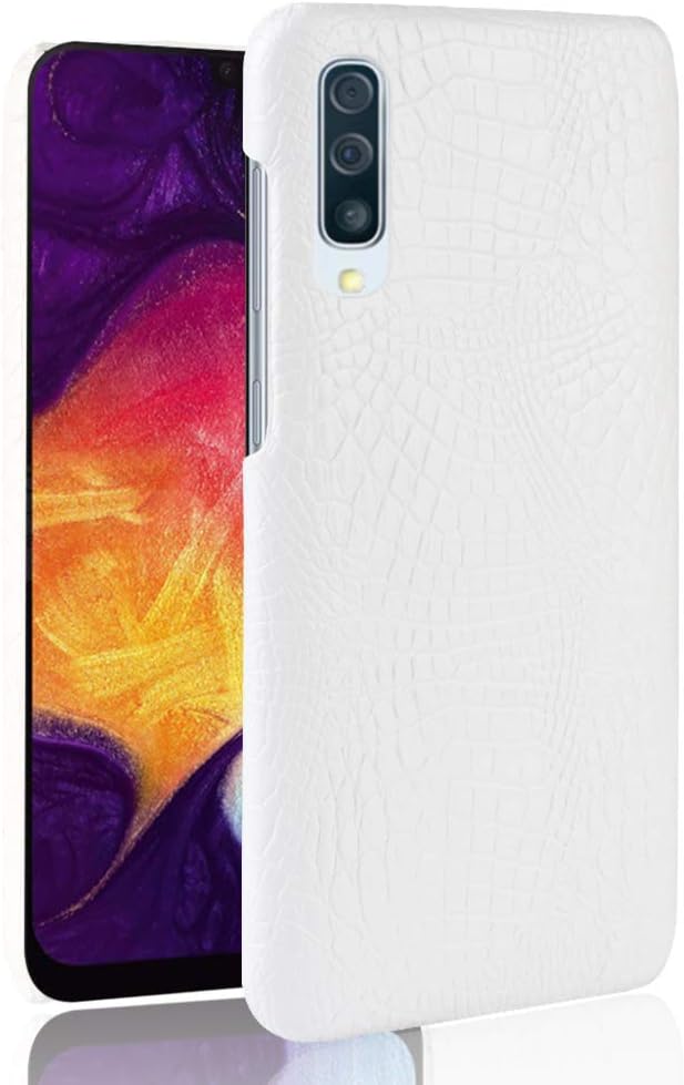 Samsung Galaxy A50 Case, Taiaiping [Ultra-Thin] Advanced PU Leather Grain Ultra-Thin Protection Phone Case Back Cover, Ultra-Thin Leather Case for Samsung Galaxy A50 (White)